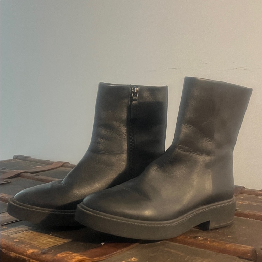 Vince Black Leather Ankle Boots